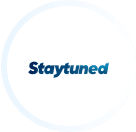 Blue text that reads "Staytuned" is elegantly centered on a white background, framed by a thin blue border that echoes the sleek design often seen on Clio websites. - Clio Websites | Top Canadian Web Design Company